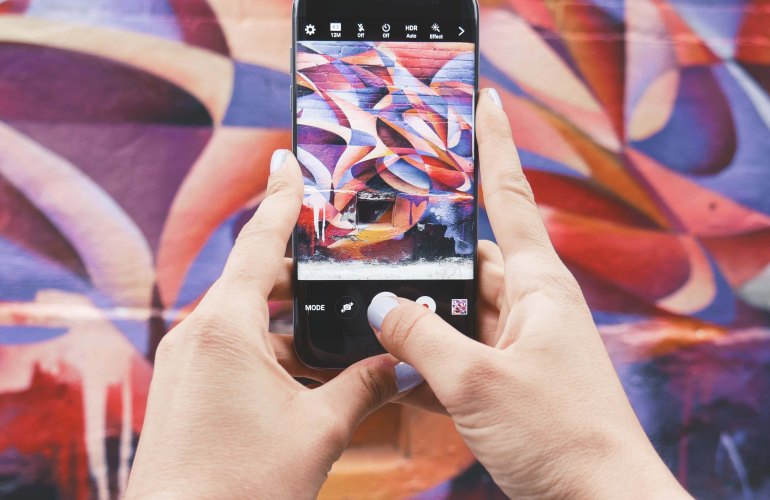 photographing graffiti