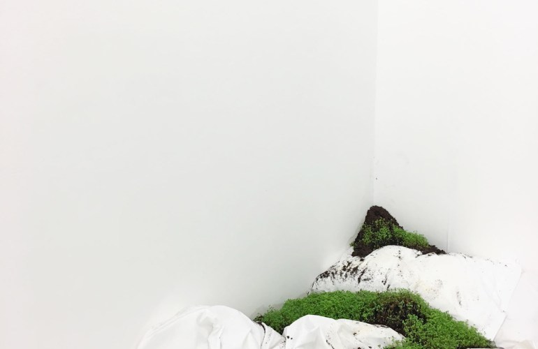 white bed installation