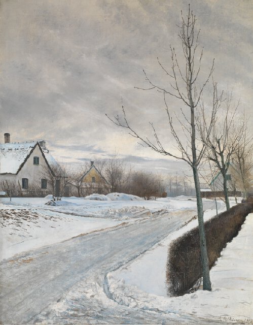 Road in the Village of Baldersbrønde (Winter Day)